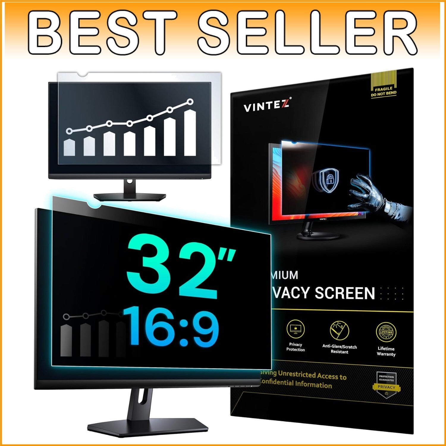 Curved Compatible 32-Inch Monitor Privacy Screen - Eye Protection and Comfort