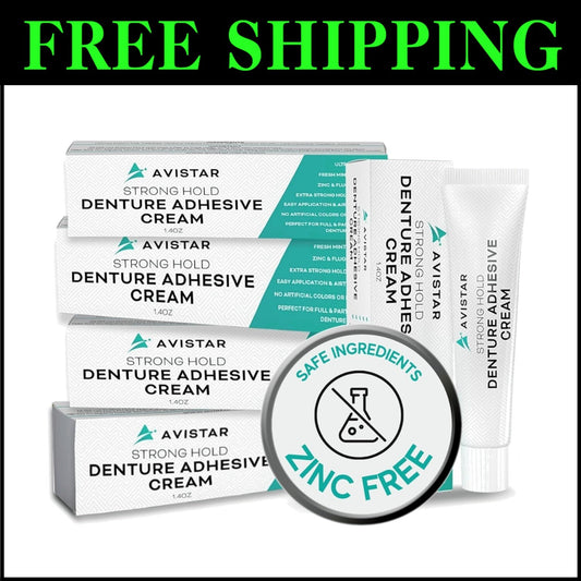 Comforting Extra Strong Denture Adhesive - Zinc Free, Easy Apply Nozzle, 5 Pack