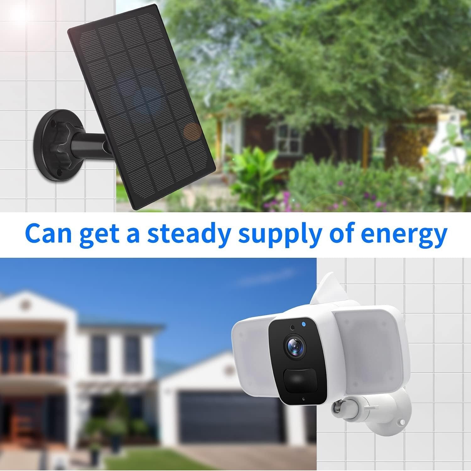 Eco-Friendly Solar Panels for Outdoor Security Cameras - 3 Pack with 10ft Cables