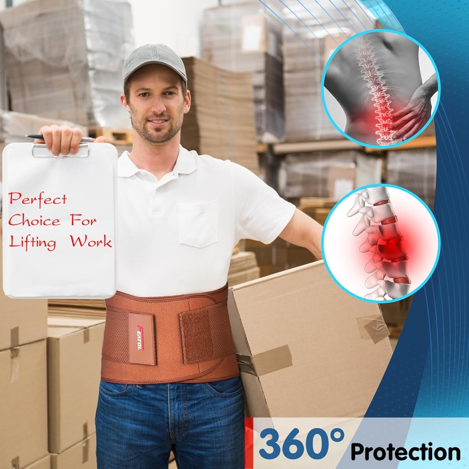 Adjustable Back Support Belt for Men and Women, L/XL, Effective Pain Relief