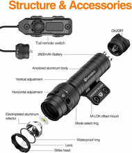 Load image into Gallery viewer, Mlok Tactical Flashlight 1250 Lumens - Rechargeable, Waterproof &amp; Adjustable