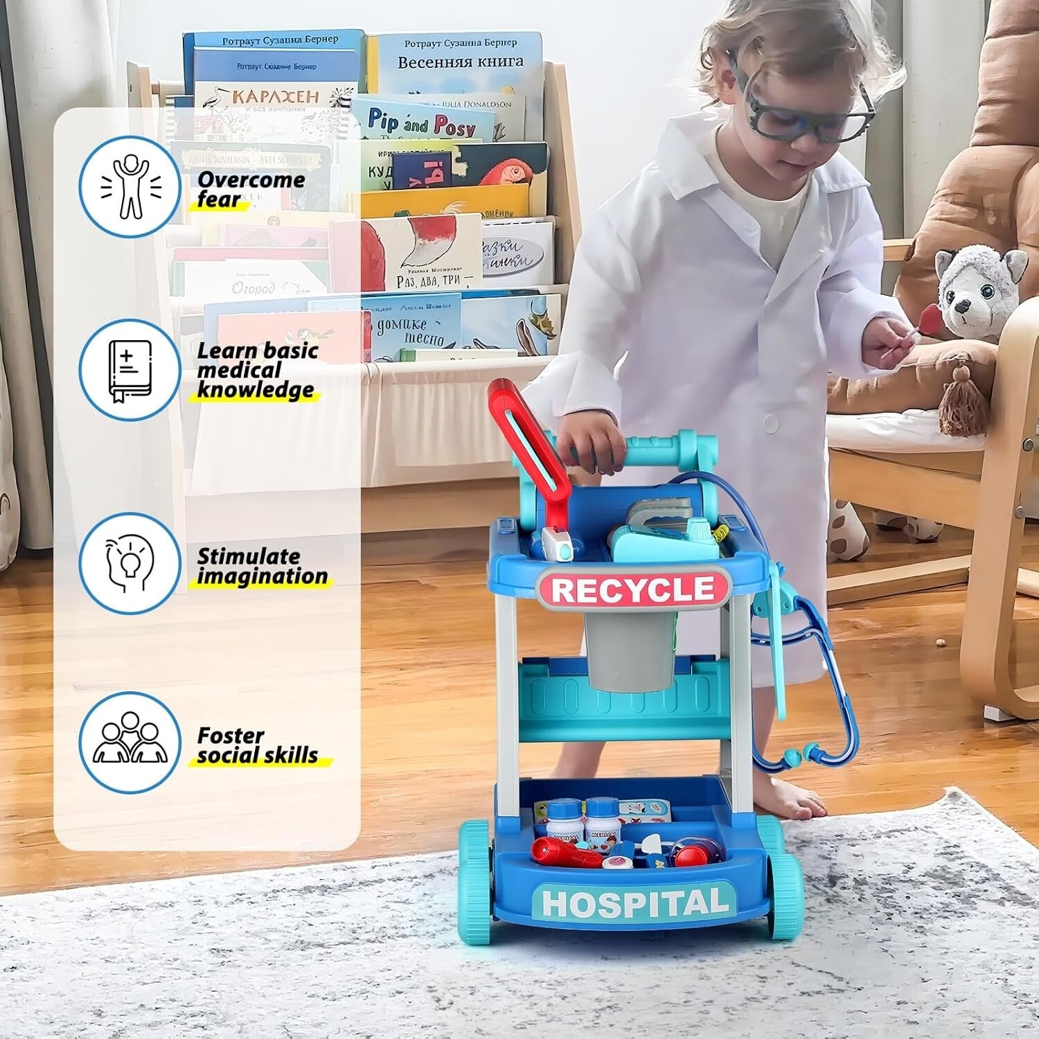 Multifunctional Kids Doctor Set with Cart and Accessories - Educational Toys