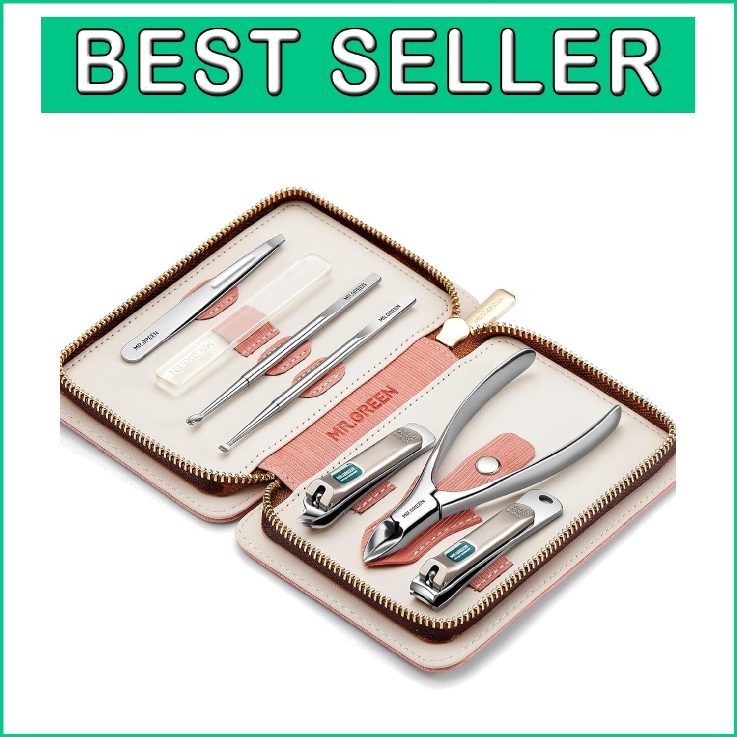 Compact Women's 7-in-1 Personal Care Manicure Kit with Stainless Steel Tools