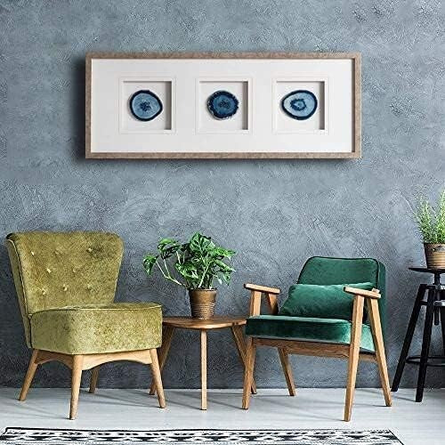 Natural Blue Agate Drink Coasters Set of 4 with Gold Rim - Perfect Gift Choice