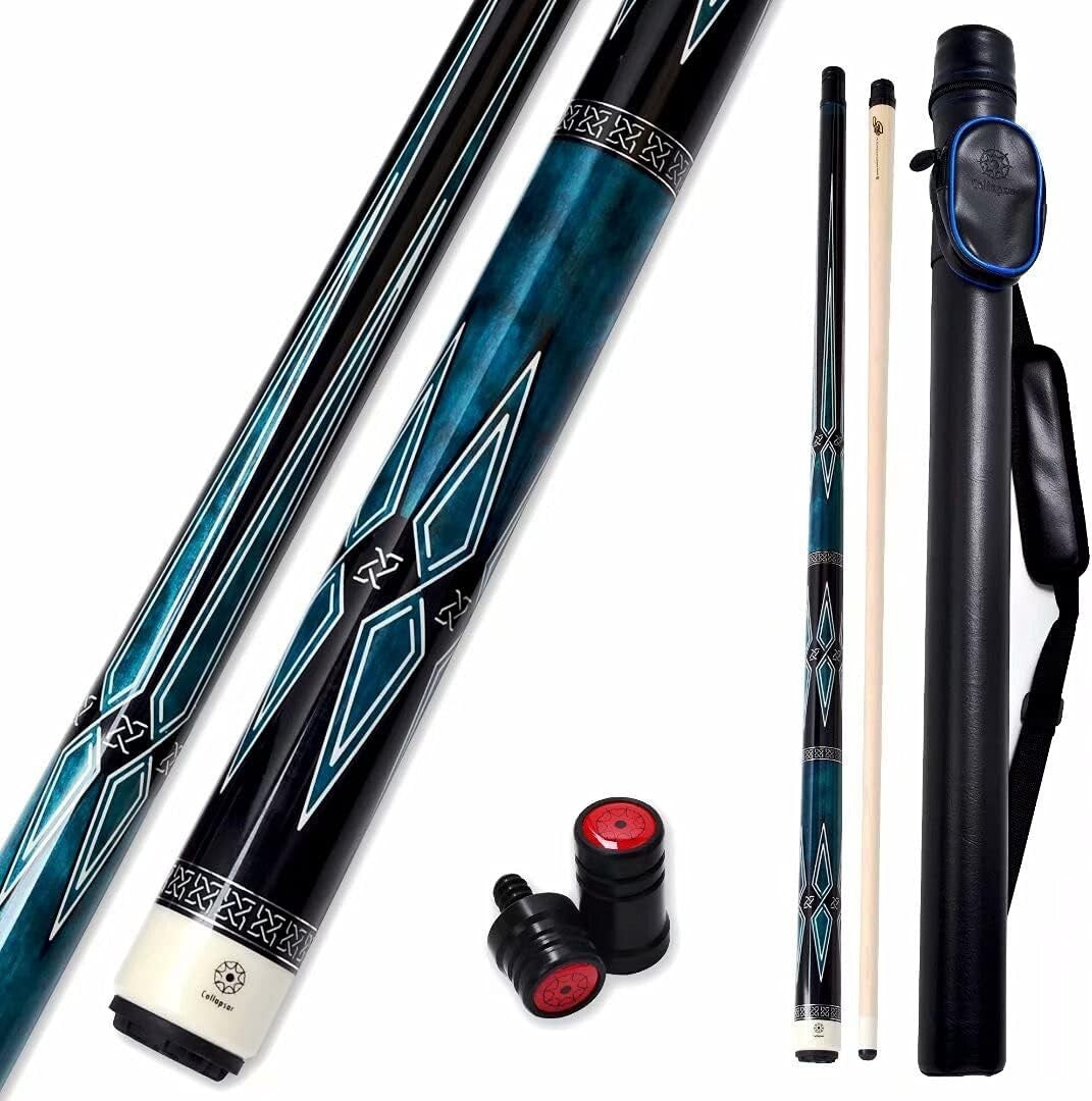 Sleek Blue Stained CXL Pool Cue with 1X1 Case: Your Ultimate Billiard Companion