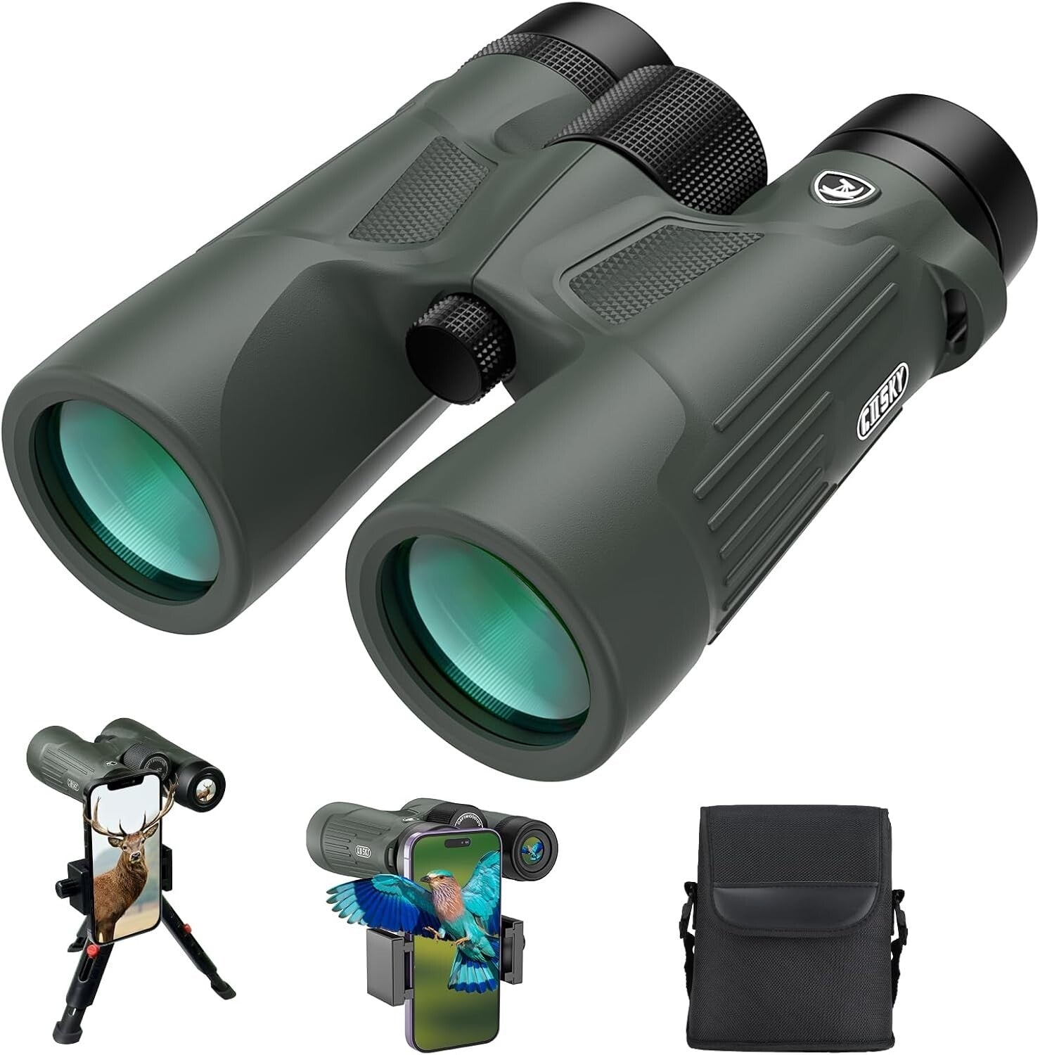 10X42 High Power Waterproof Binoculars with Phone Adapter for Outdoor Adventures