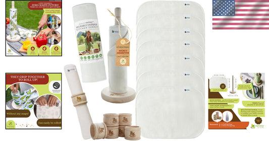 10 Durable Organic Cotton Cloth Towels - Sustainable Reusable Paper Alternatives