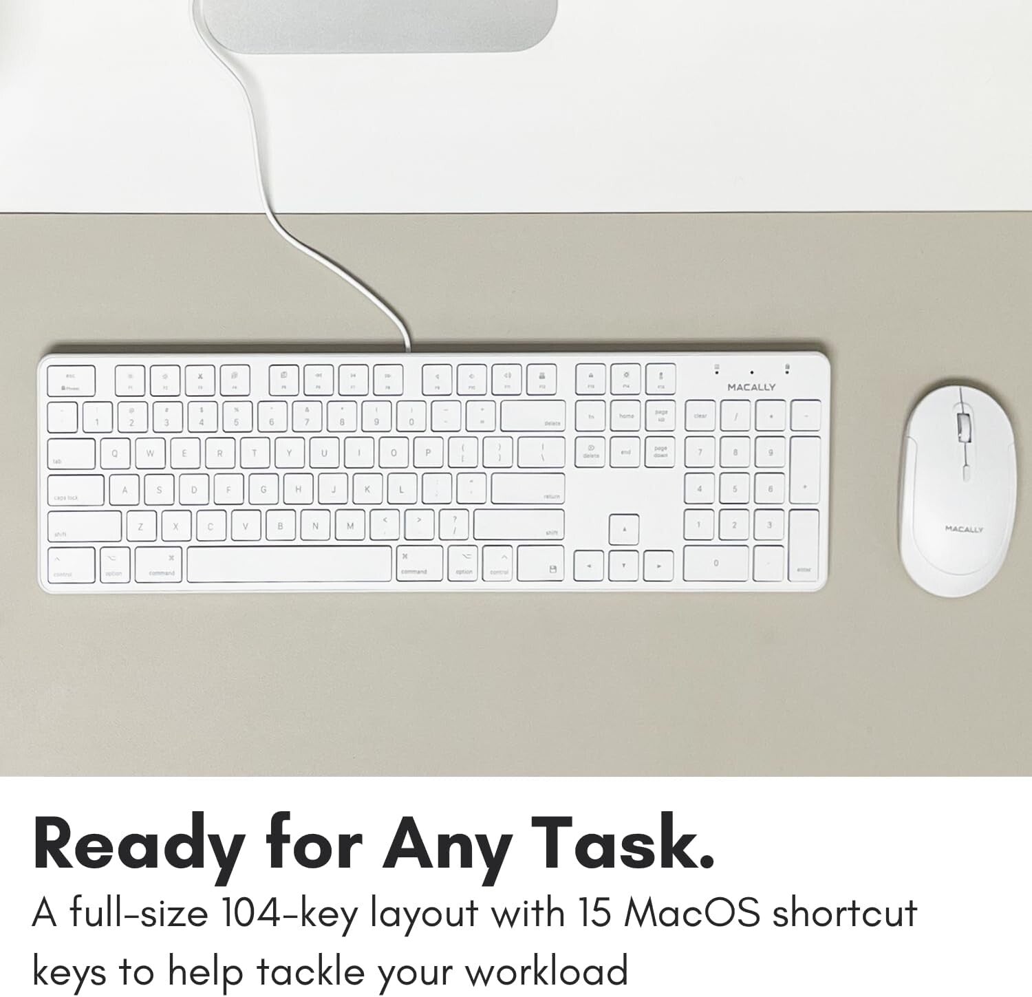 Full-Size Wired Keyboard for Mac and Windows - Scissor Keycaps & Shortcuts
