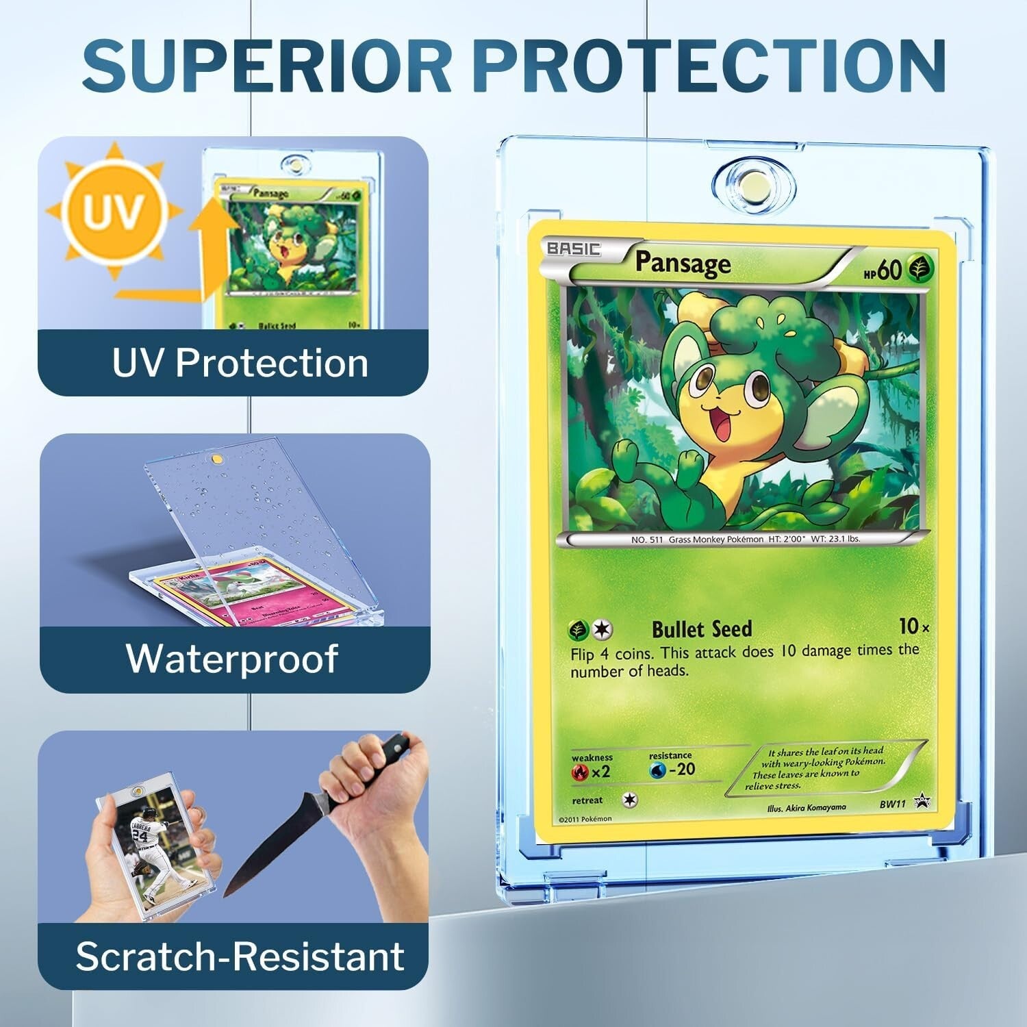 Premium 50-Pack Magnetic Card Holders - Acid-Free & Water-Resistant Protection