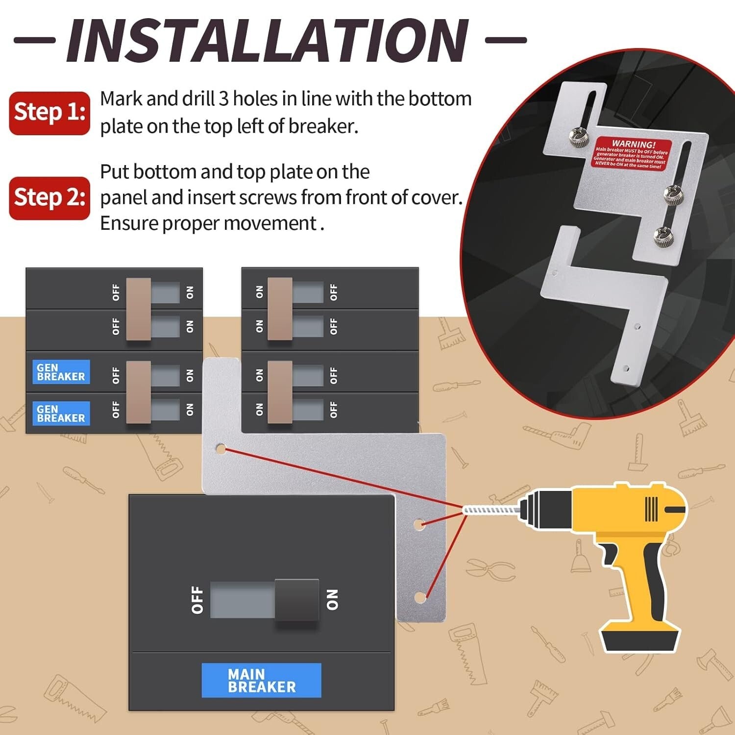 Eaton Cutler Hammer 200 Amp Generator Interlock Kit with Durable Aluminum Plates