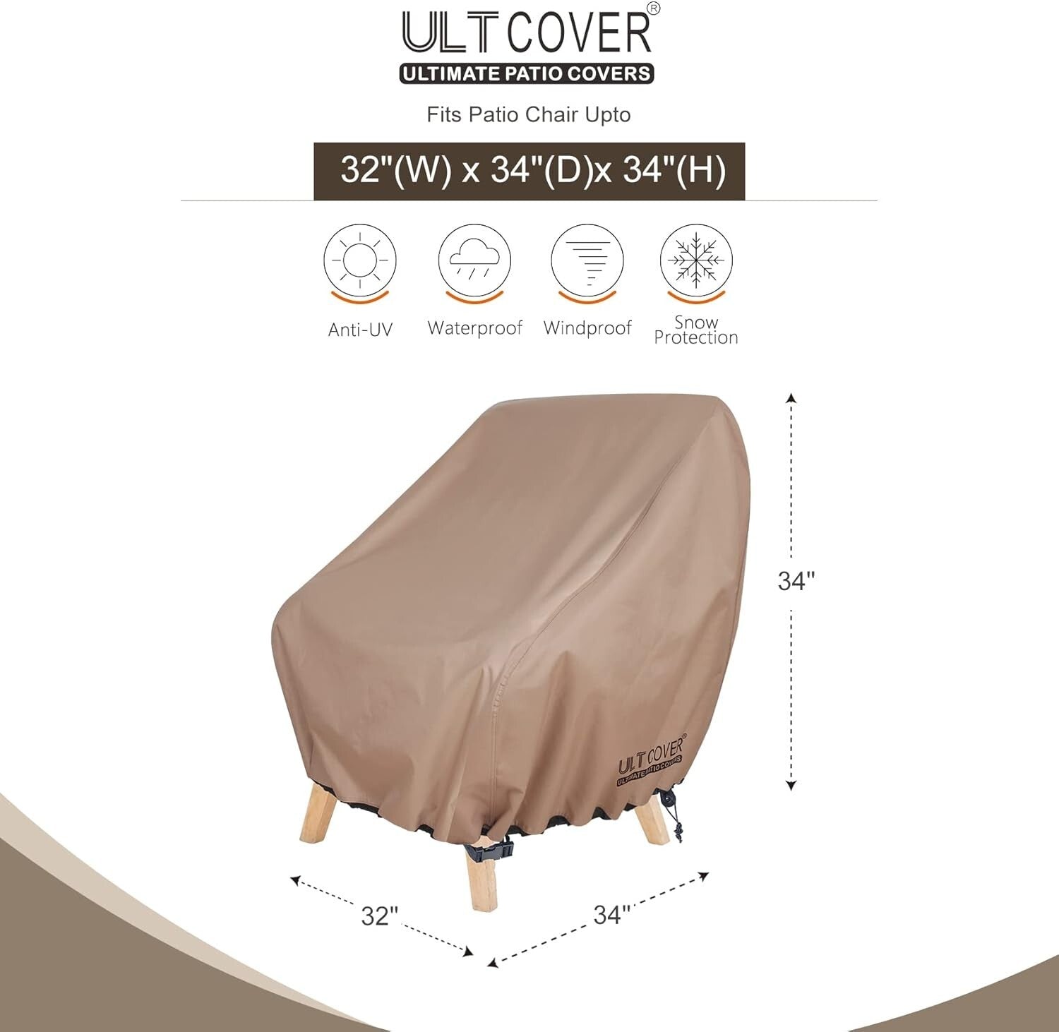 Waterproof Patio Chair Covers – Outdoor Lounge Protector for Deep Seats - 2 Pack