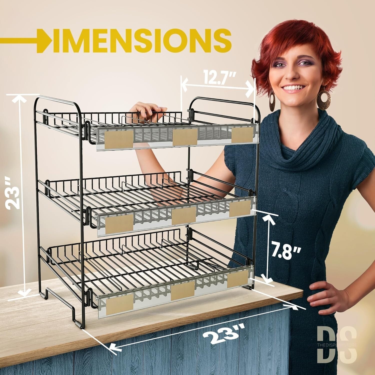 Versatile Black Metal Snack Rack with Clips - Perfect for Concession Stands