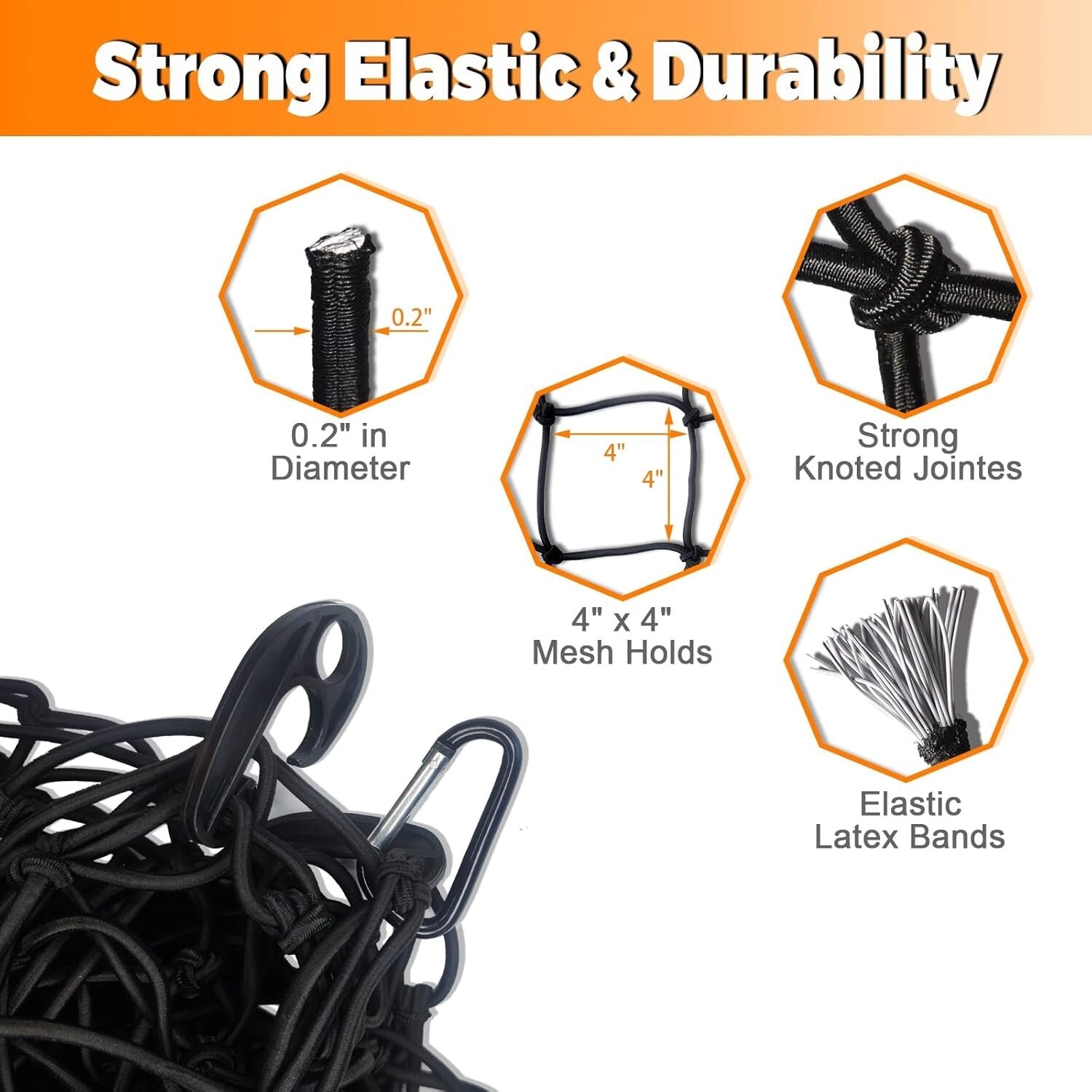 Durable 4'x6' Truck Bed Bungee Net - Perfect for Outdoor Adventures & Transport