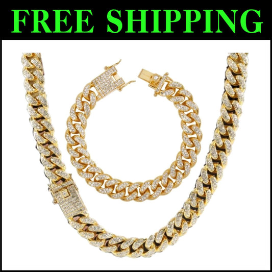Shimmering 18K Gold Iced Cuban Link Chains for Stylish Men - Adjustable Lengths