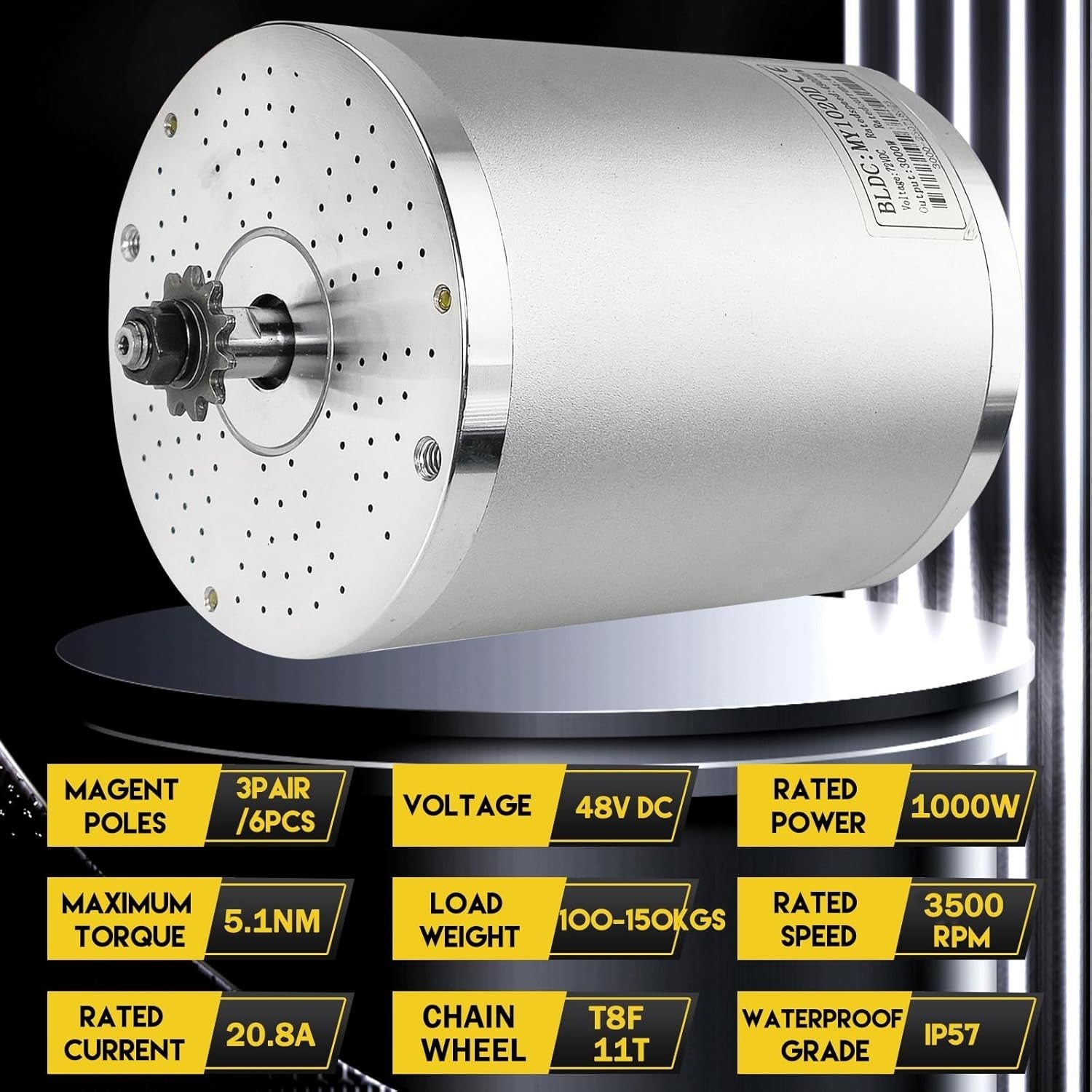 48V 1000W Electric Brushless DC Motor Kit with Speed Controller and Display