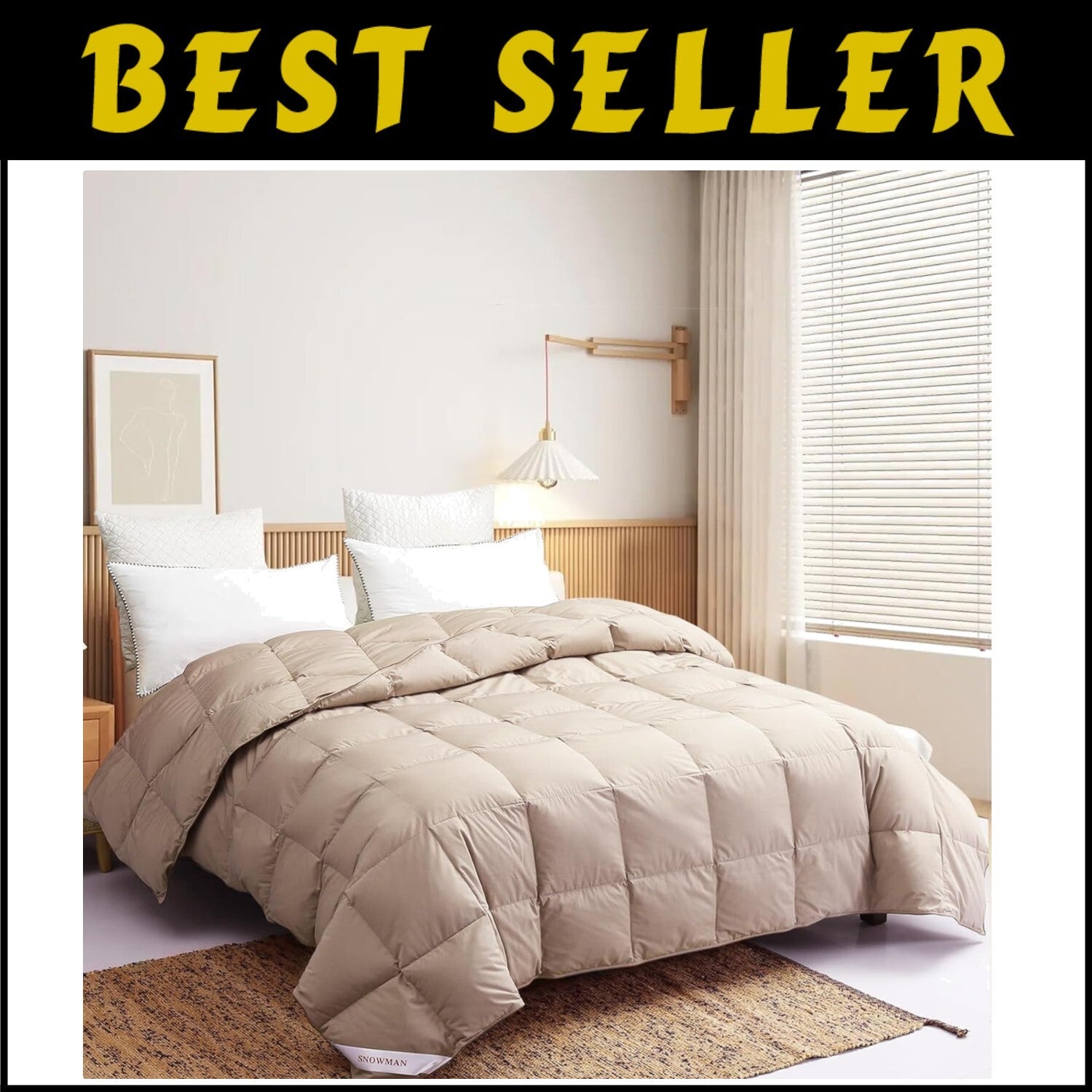 Elegant 106x90” King Down Comforter with 8 Corner Tabs – Ideal for Summer Sleep