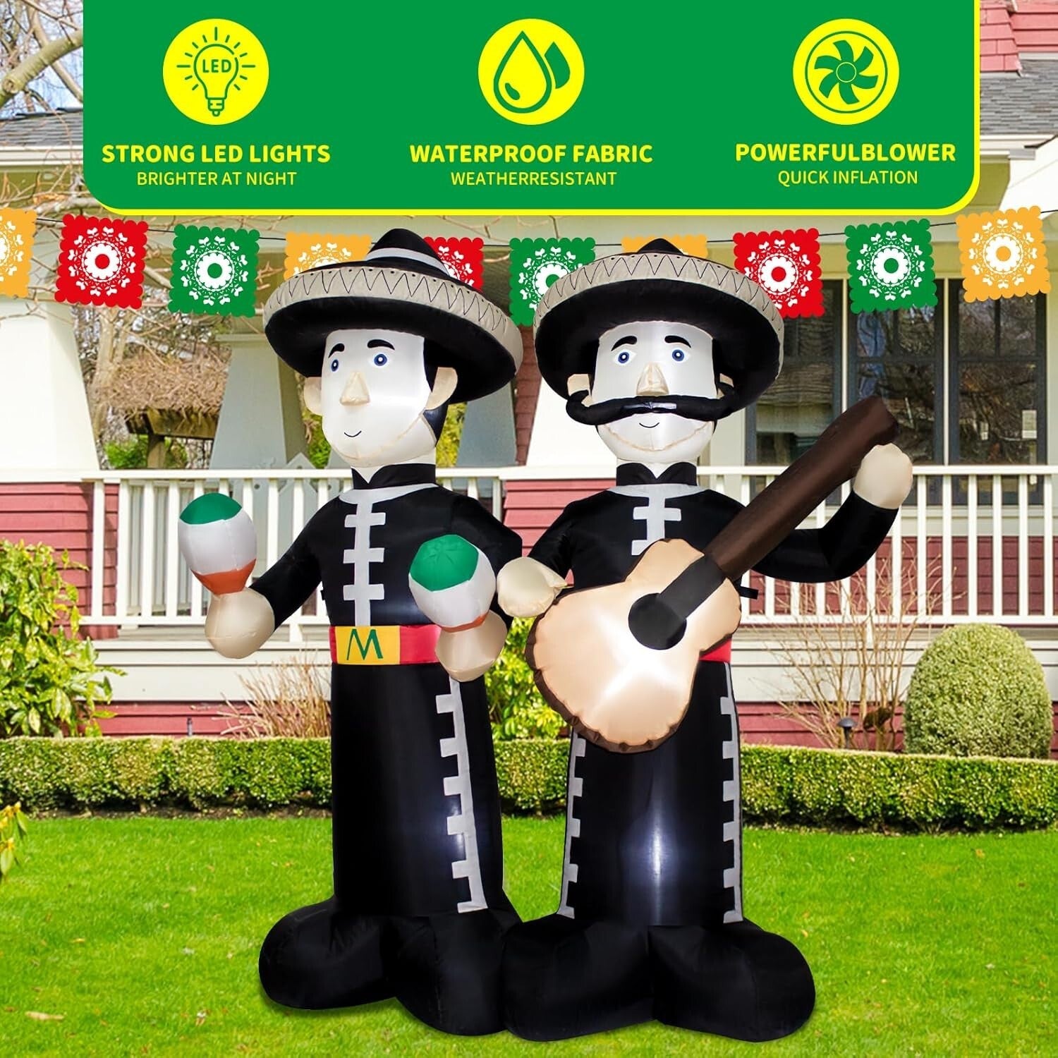 Eye-Catching 6FT Inflatable Mariachi with LED Lights for Year-Round Celebrations
