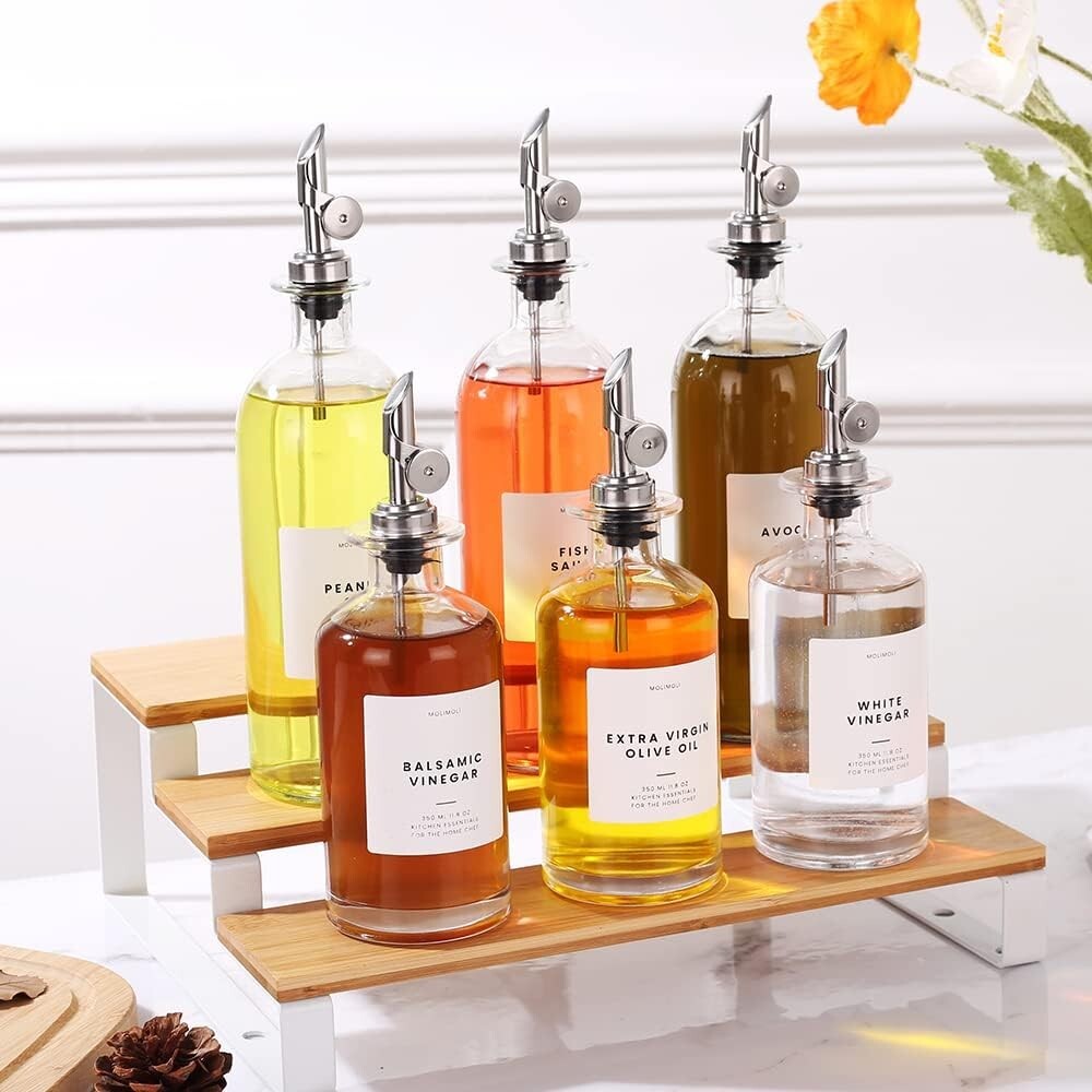 Elegant 500ml Glass Oil Dispenser Set with Leak-proof Weighted Pourers