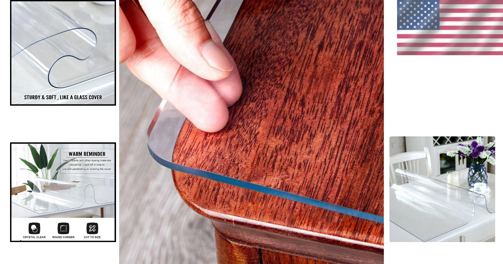 2mm Thick Clear Table Protector Mat for Dining & Coffee Tables - Easy to Clean