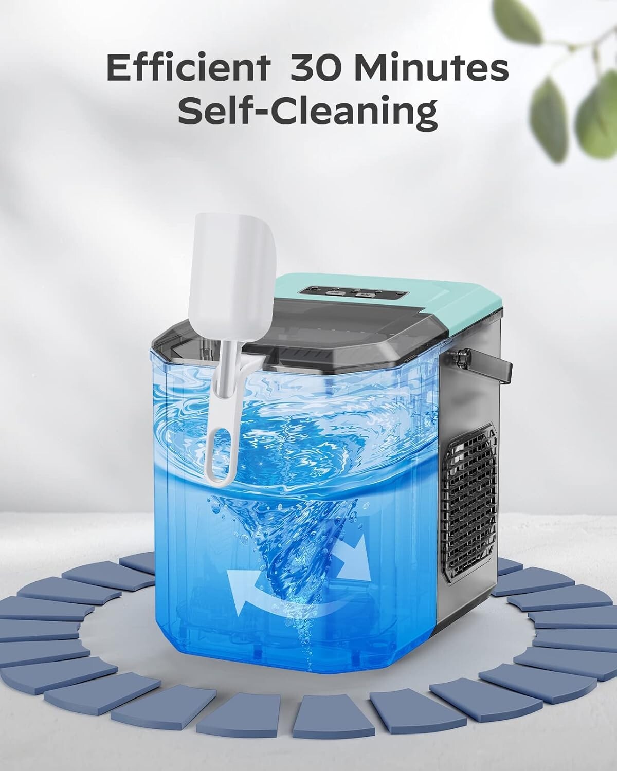 Quiet Portable Ice Maker with Basket & Scoop - Ideal for RV, Camping, and Home