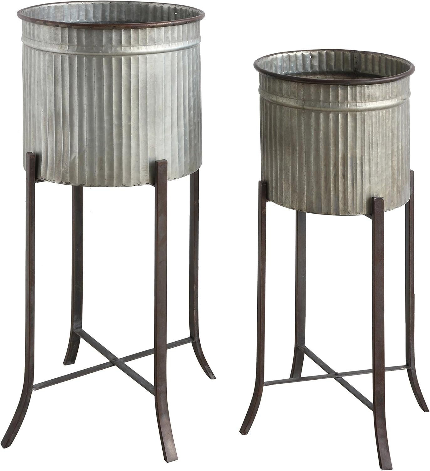 Modern Set of 2 Iron Planters with Stands - Perfect for Your Indoor Jungle