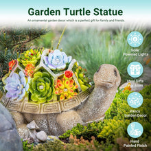 Load image into Gallery viewer, Vibrant Solar Turtle Statue for Gardens - Handmade Gift for Mom or Friends
