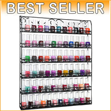 Load image into Gallery viewer, Polished Black 6-Tier Nail Polish Organizer for Up to 132 Bottles, Easy Install