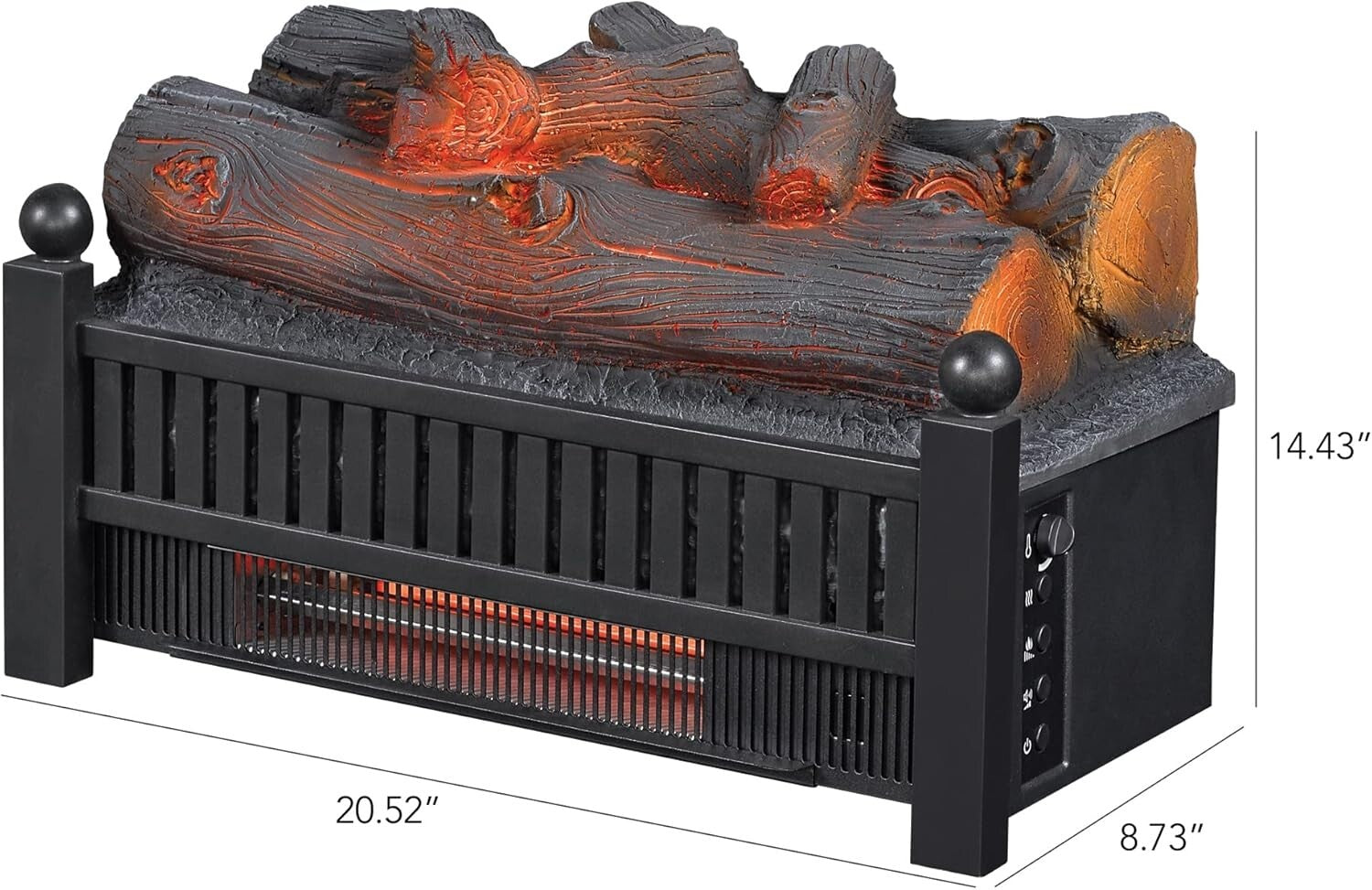 Electric Log Set Heater with Remote & Crackling Sound for 1,000 Sq Ft Spaces