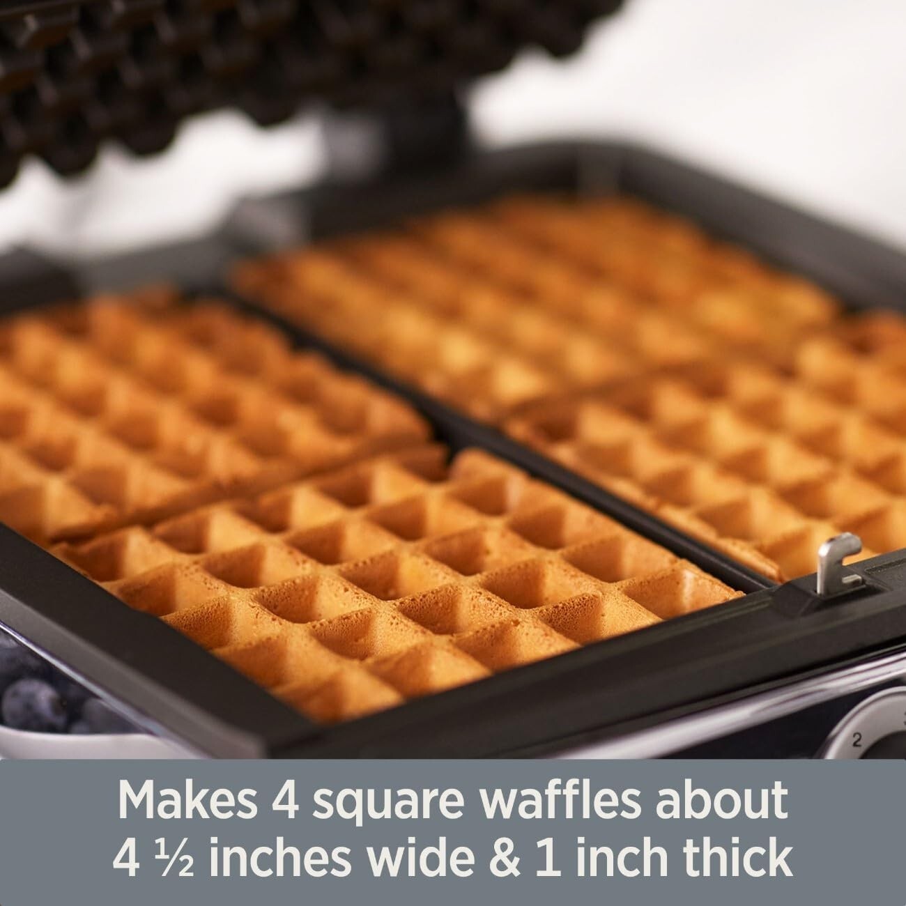 Dishwasher Safe 4 Waffle Maker - Elegant Stainless Steel with 6 Browning Options