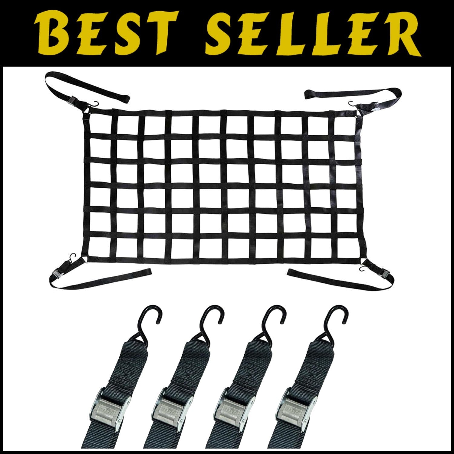 Durable Cargo Net with 10,000 lbs Strength - Perfect for Long Truck Beds 82x50"