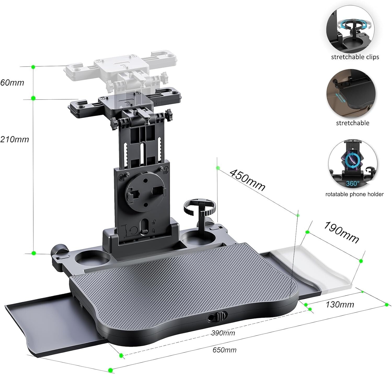 2-in-1 Car Steering Wheel Desk & Back Seat Tray - Ultimate Driving Convenience