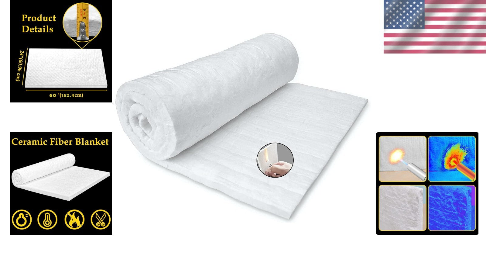 10 sq. ft. Heavy-Duty Fireproof Ceramic Fiber Blanket for Ovens and Furnaces