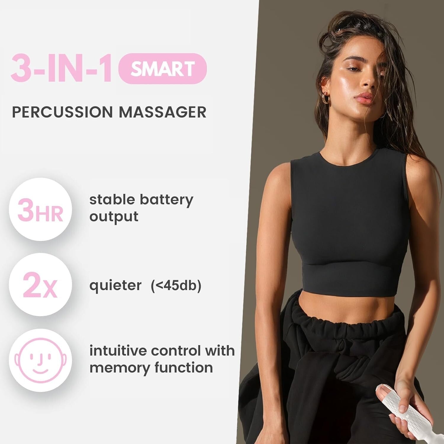 Quiet, Rechargeable Personal Massager with Ergonomic Grip - 1-Year Warranty