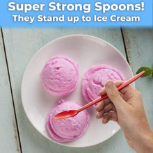 Load image into Gallery viewer, Colorful 8-Inch Plastic Spoons: 500ct Heavy-Duty Dessert Utensils in Sundae Red