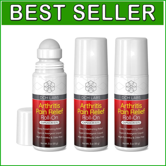 Mess-Free Capsaicin Roll-On for Deep Pain Relief: Arthritis & Joint Care, 3-Pack