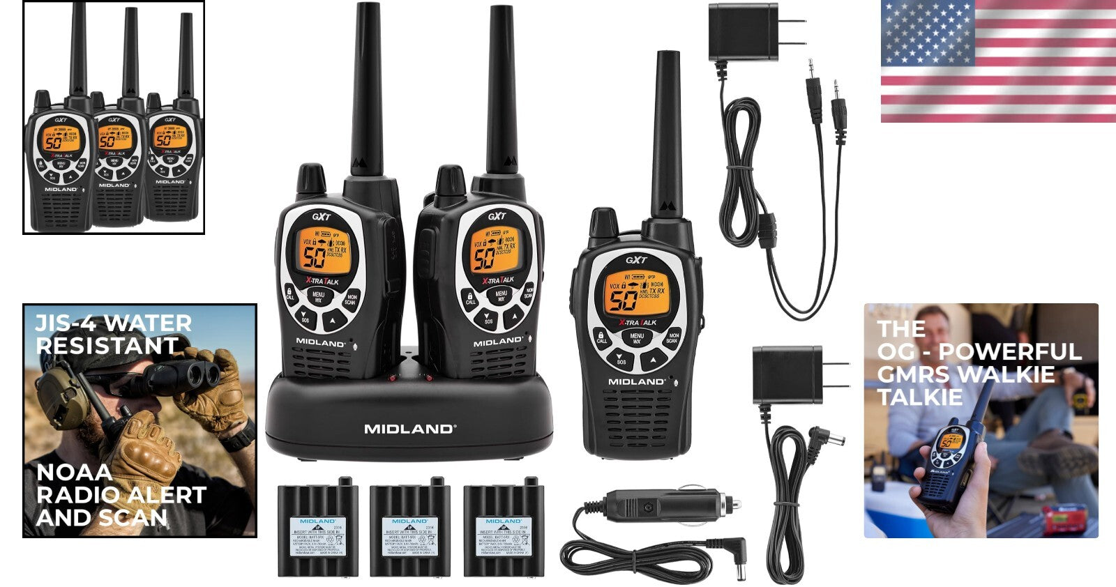Family Ready Waterproof Walkie-Talkies with 142 Privacy Codes & Alerts