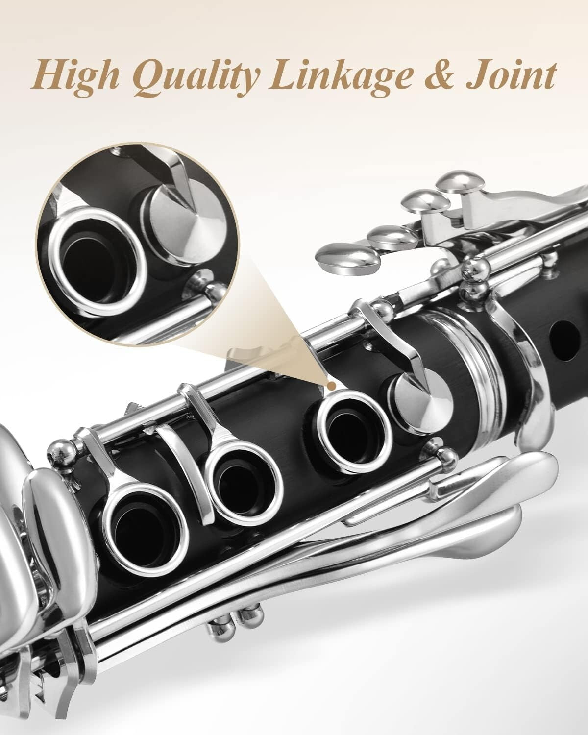 ECL-300 B Flat Clarinet Set for Beginners - Ebonite Body & Nickel-Plated Keys