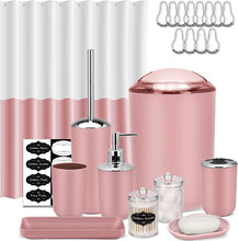 Load image into Gallery viewer, Stylish 22-Piece Pink Bathroom Accessories Set: Includes Shower Curtain &amp; Hooks
