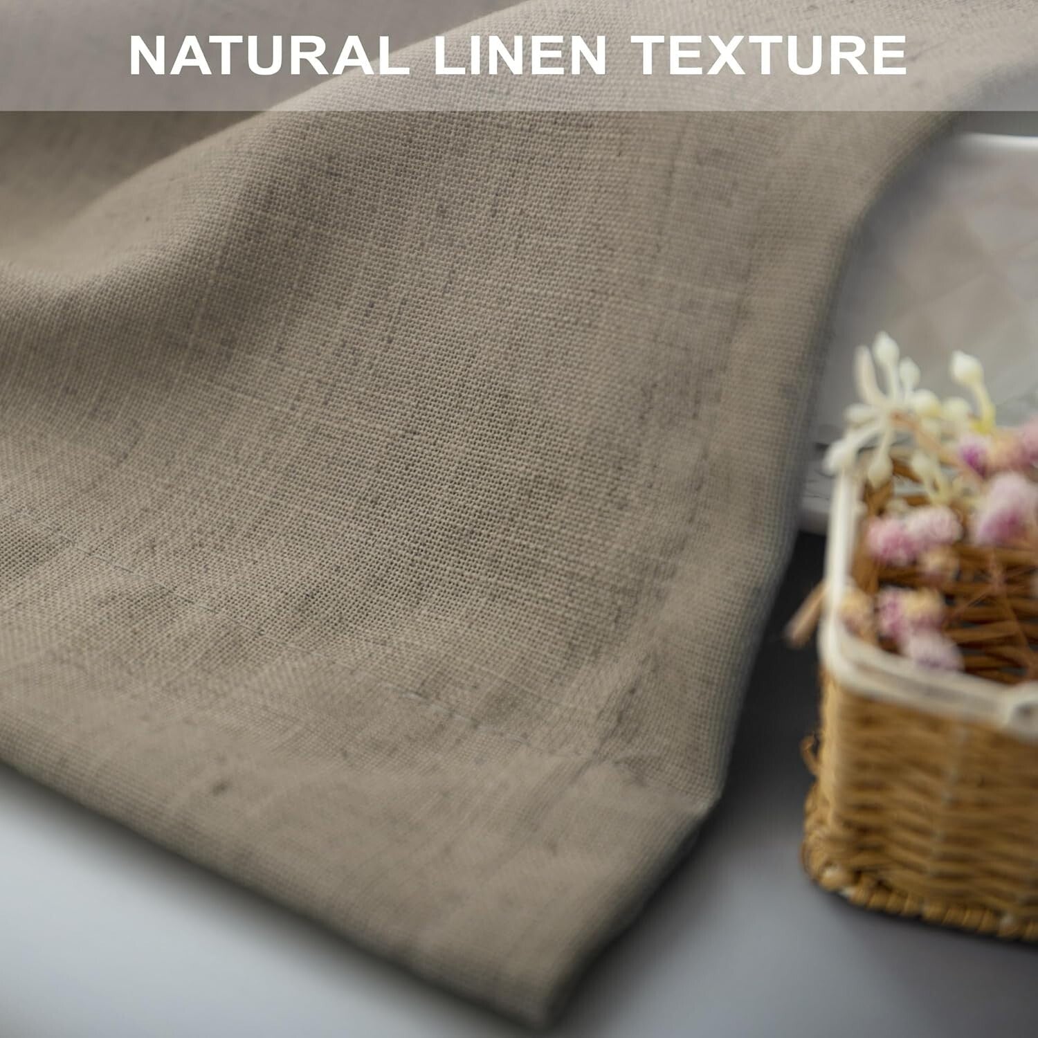 2 Panel Set of Airy Extra Long Linen Curtains 108'' - Elegant Window Drapes