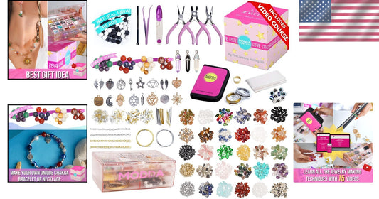 Beginner-Friendly Natural Stone Jewelry Making Kit with 15 Instructional Videos
