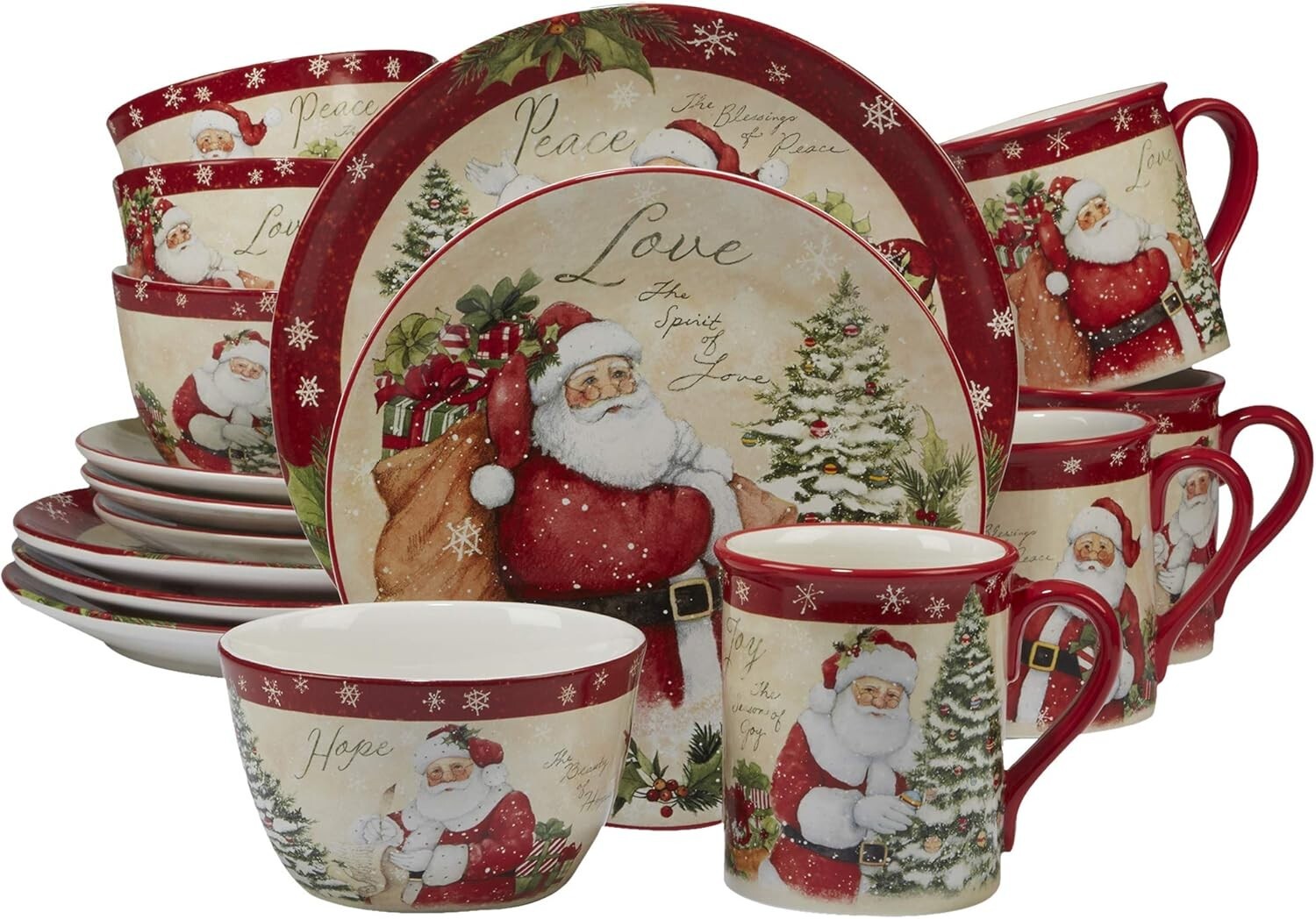 Enchanting 16-Piece Holiday Dinnerware Set by Susan Winget - Festive Table Decor