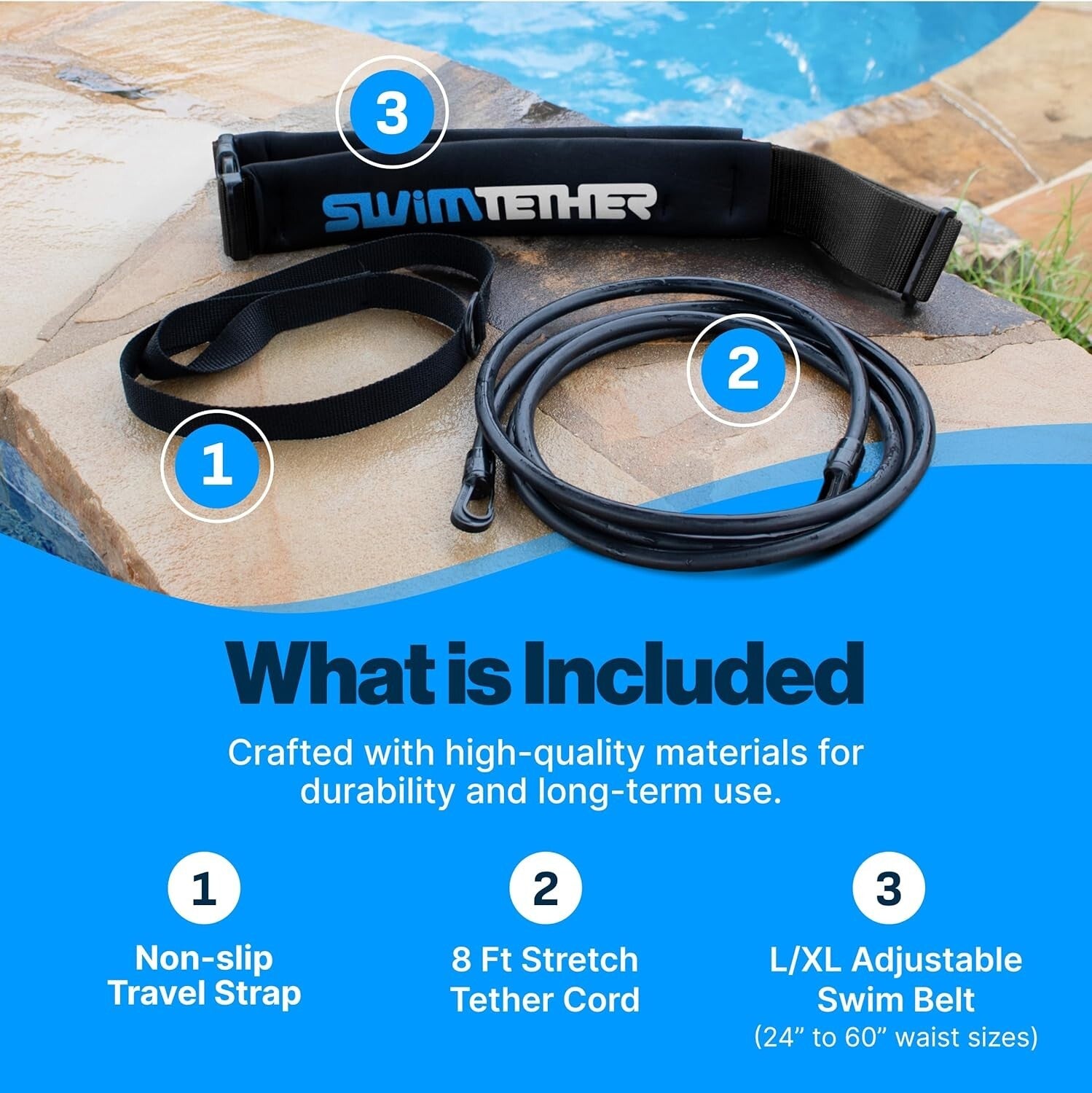 Adjustable Swimming Resistance Belt Pack for Lap Training - Durable & Portable