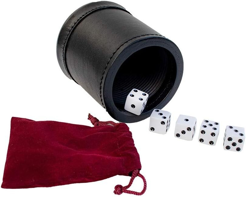 Professional Quality Dice Cup Set with 5 Dice – Ideal for Liar's Dice & Yahtzee