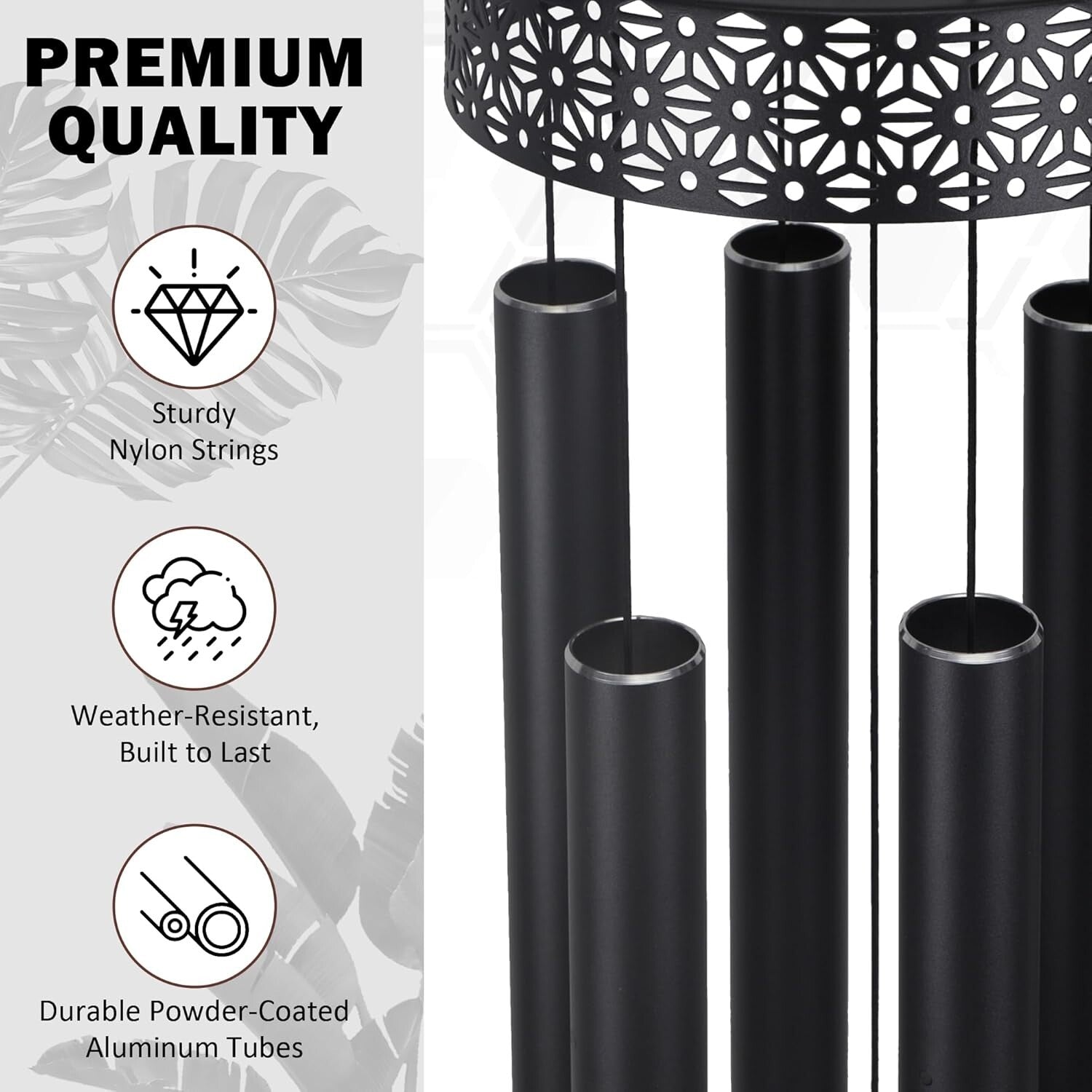 Deep Tone Memorial Wind Chimes - Extra Large 58'' Outdoor Gift for Loved Ones