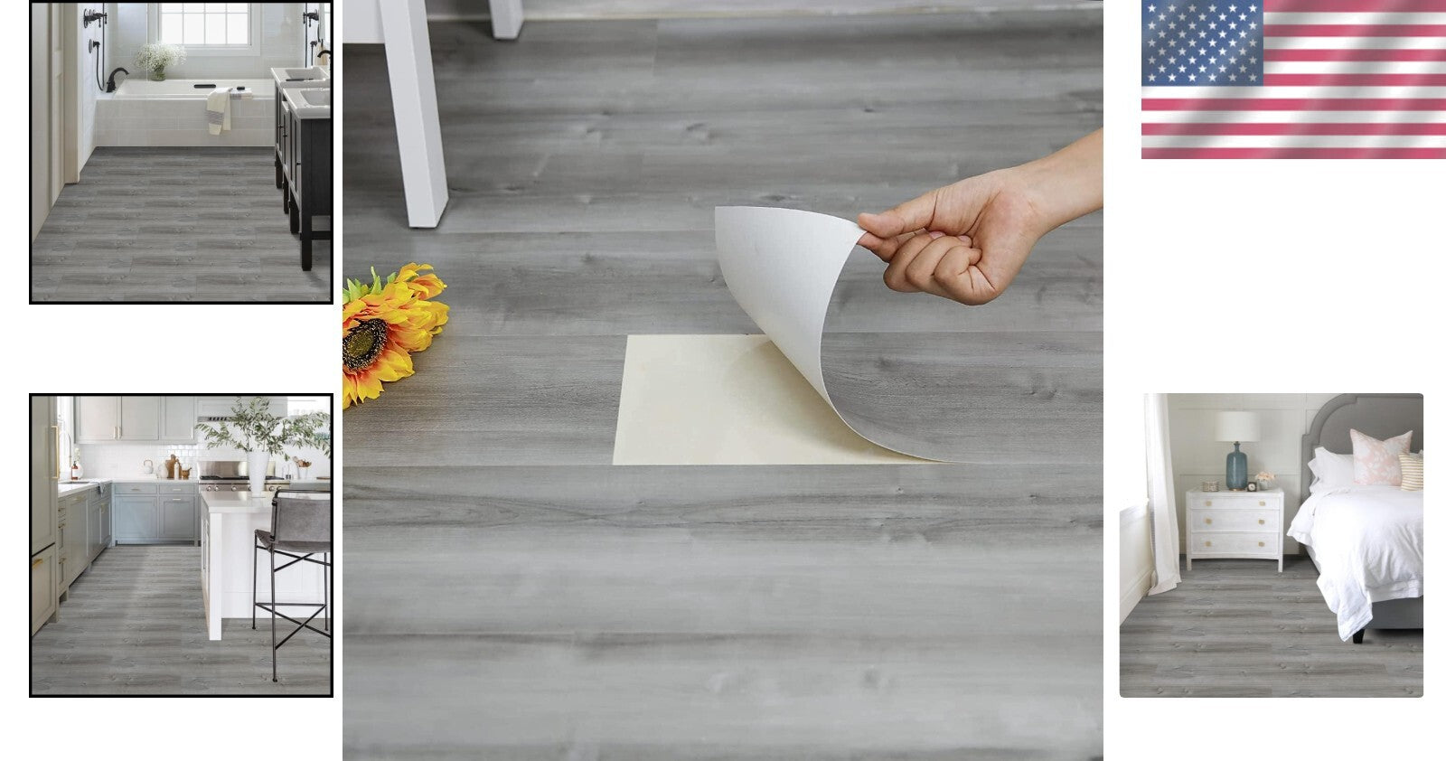Elevate Your Space with Peel & Stick Vinyl Floor Tiles - 60 Sq.Ft Grey Wood
