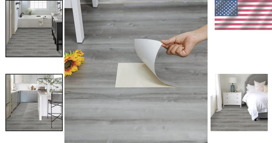 Elevate Your Space with Peel & Stick Vinyl Floor Tiles - 60 Sq.Ft Grey Wood