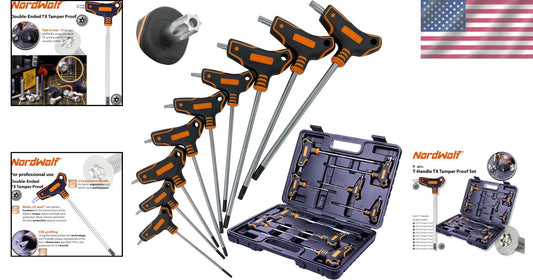 Durable T-handle Torx Wrench Set - Precision Cut Sizes T10 to T50 in Storage Box