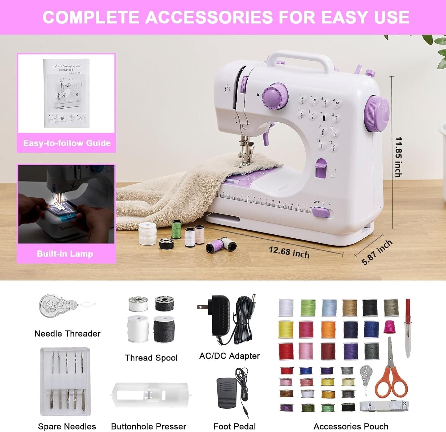 Beginner-Friendly Mini Sewing Machine with Foot Pedal & Stylish Design for Kids