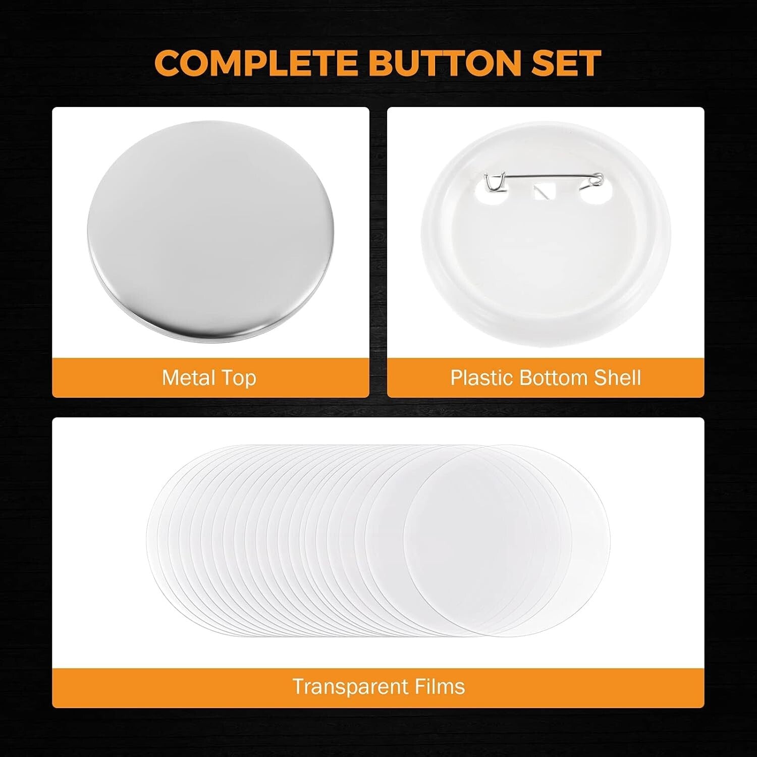 Craft Your Own Pins: 500 Sets of 58mm Button Maker Parts & Supplies