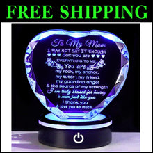 Load image into Gallery viewer, Touching Keepsake Gift for Mom - Heart-Shaped Crystal with Colorful LED Stand